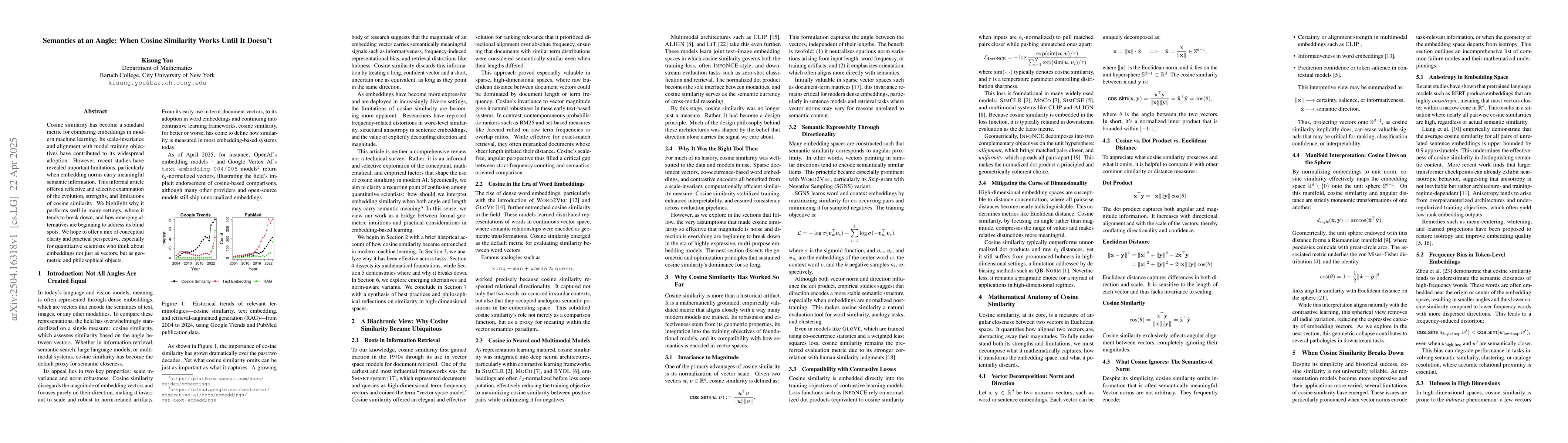Thumbnail for Semantics at an Angle: When Cosine Similarity Works Until It Doesn't