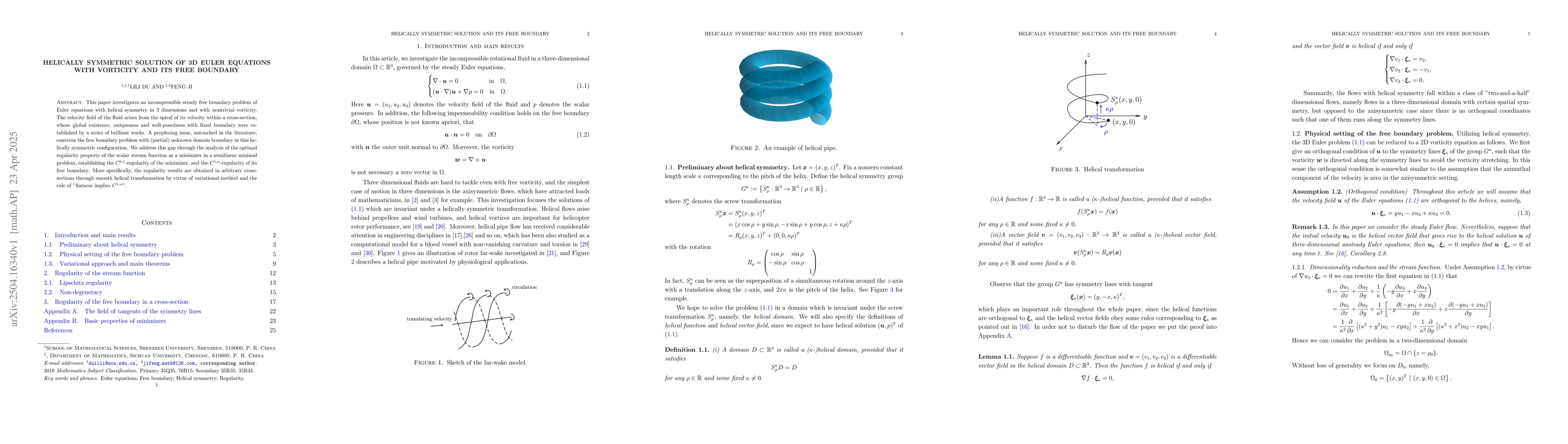 Thumbnail for Helically symmetric solution of 3D Euler equations with vorticity and
  its free boundary
