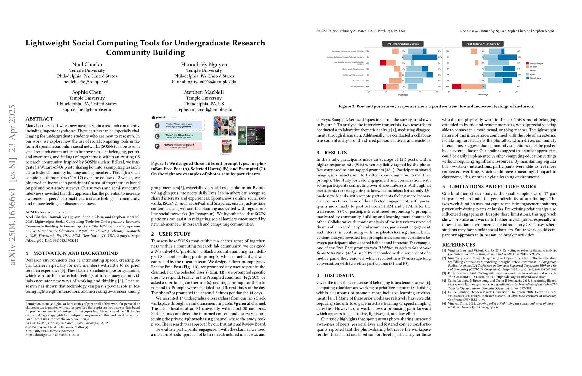 Thumbnail for Lightweight Social Computing Tools for Undergraduate Research Community
  Building