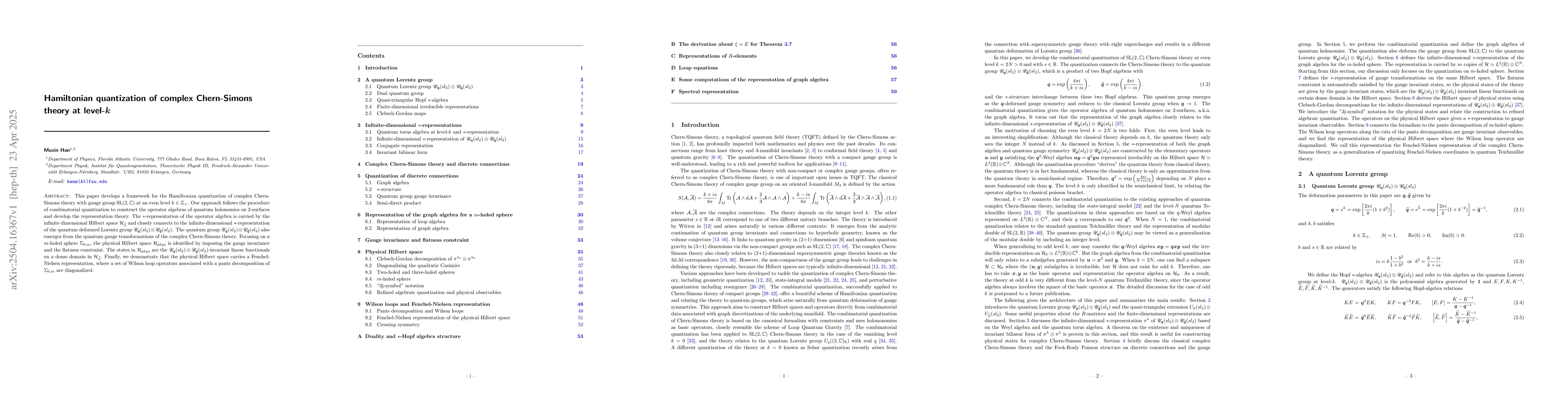 Thumbnail for Hamiltonian quantization of complex Chern-Simons theory at level-$k$