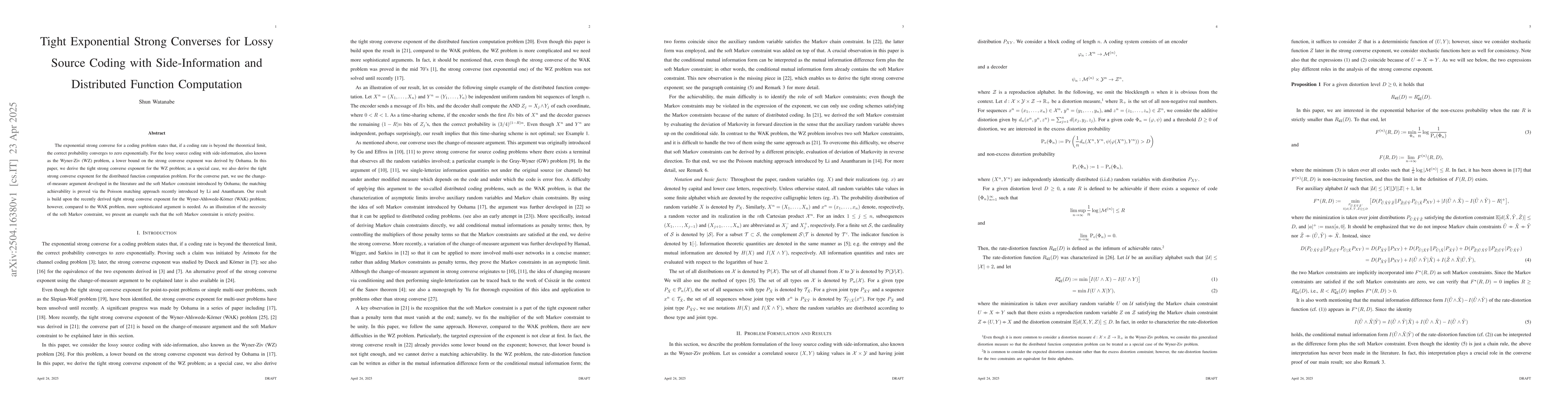 Thumbnail for Tight Exponential Strong Converses for Lossy Source Coding with
  Side-Information and Distributed Function Computation