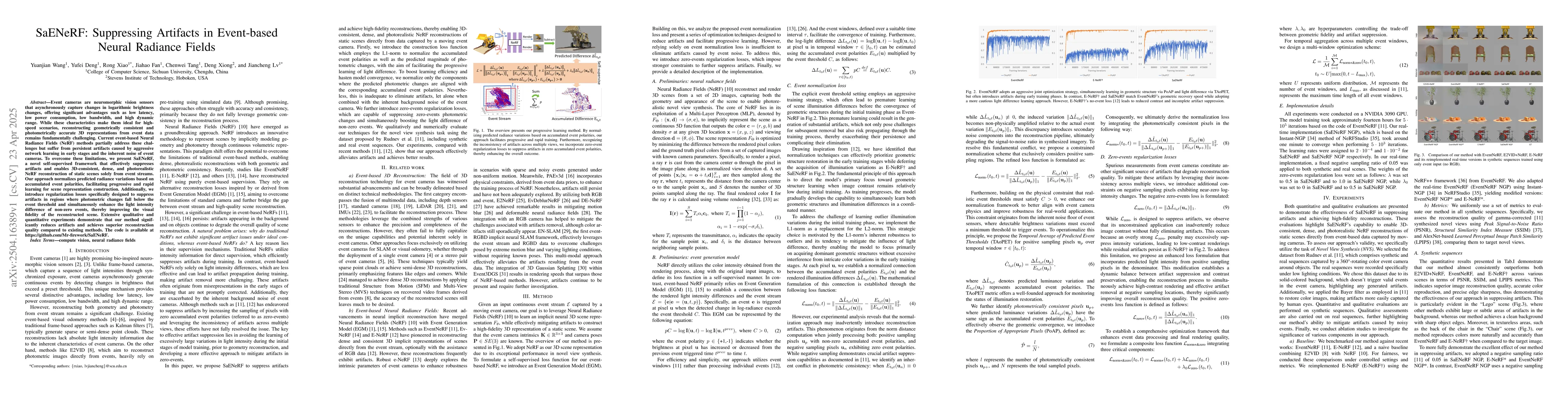 Thumbnail for SaENeRF: Suppressing Artifacts in Event-based Neural Radiance Fields