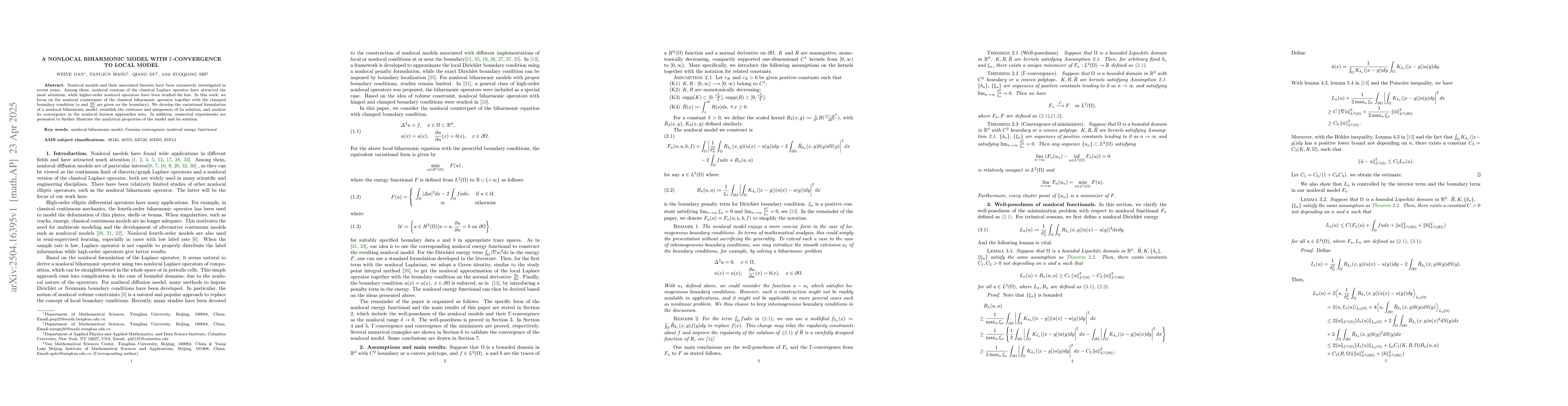 Thumbnail for A Nonlocal Biharmonic Model with $Γ$-Convergence to Local Model