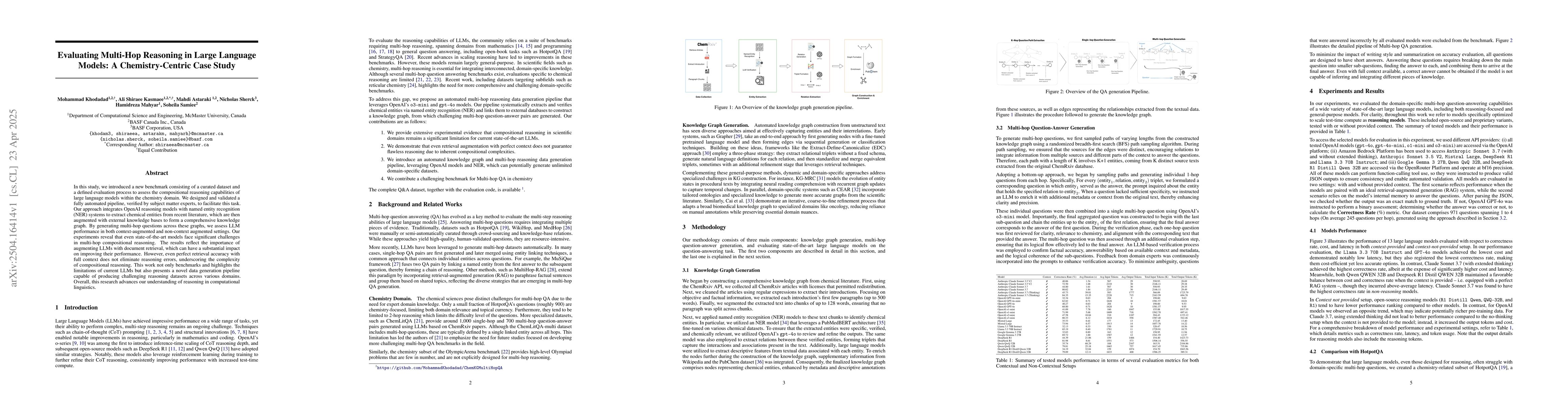 Thumbnail for Evaluating Multi-Hop Reasoning in Large Language Models: A
  Chemistry-Centric Case Study