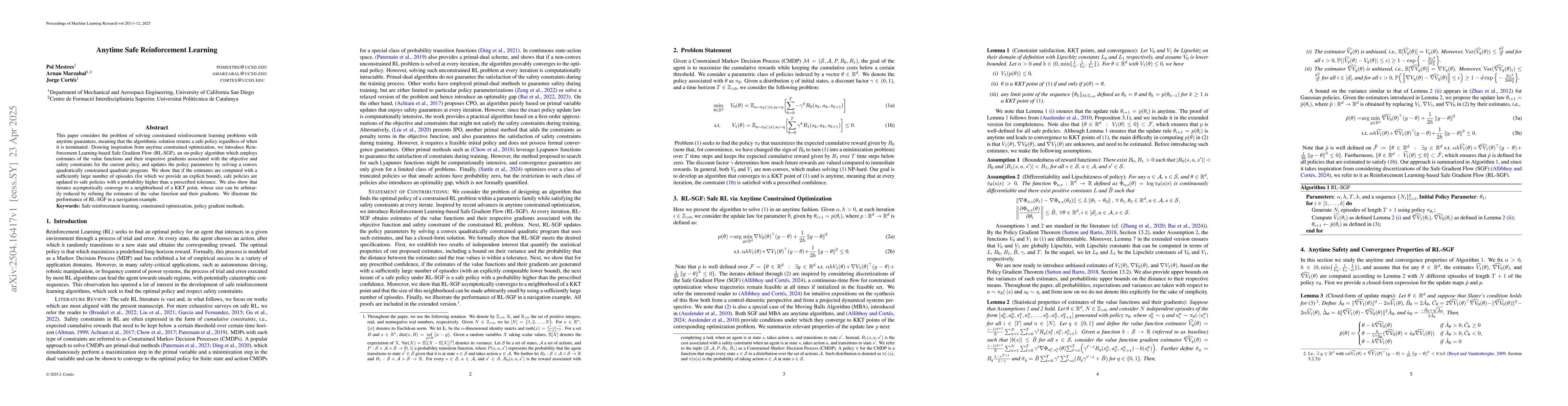 Thumbnail for Anytime Safe Reinforcement Learning