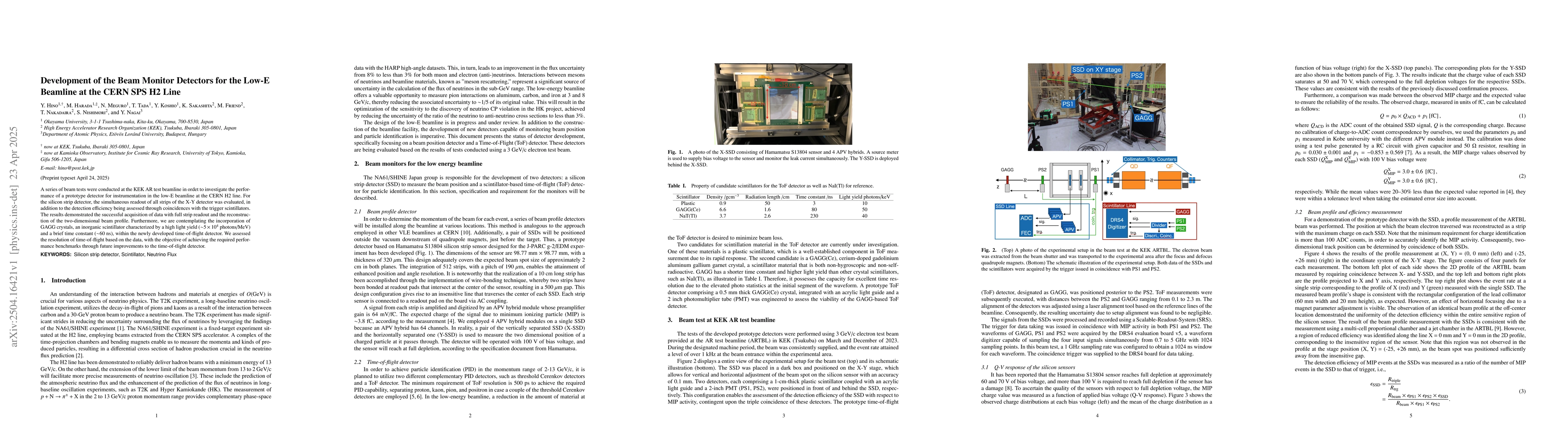 Thumbnail for Development of the Beam Monitor Detectors for the Low-E Beamline at the
  CERN SPS H2 Line