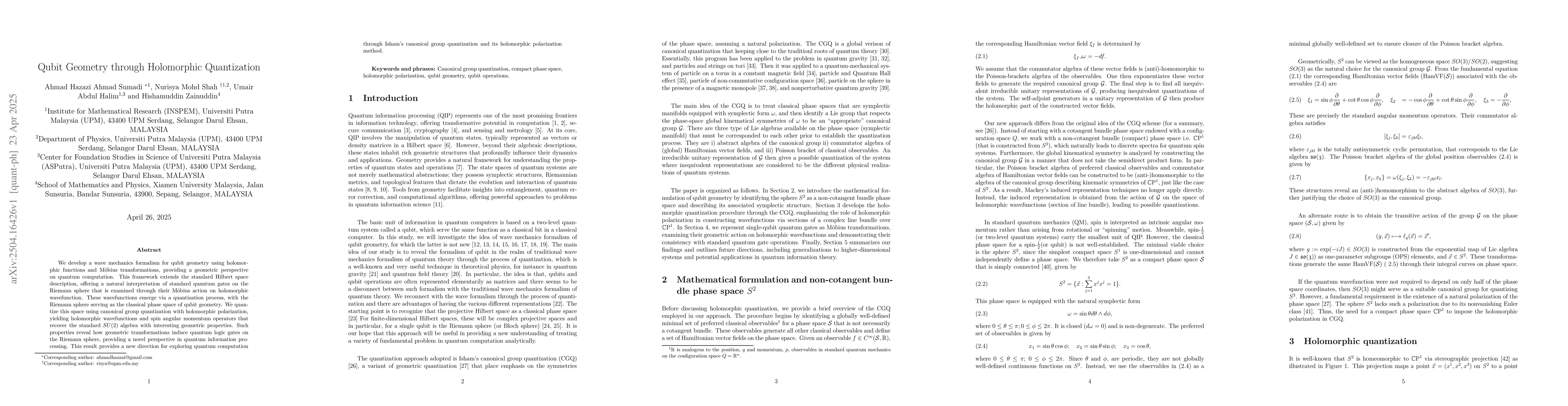 Thumbnail for Qubit Geometry through Holomorphic Quantization
