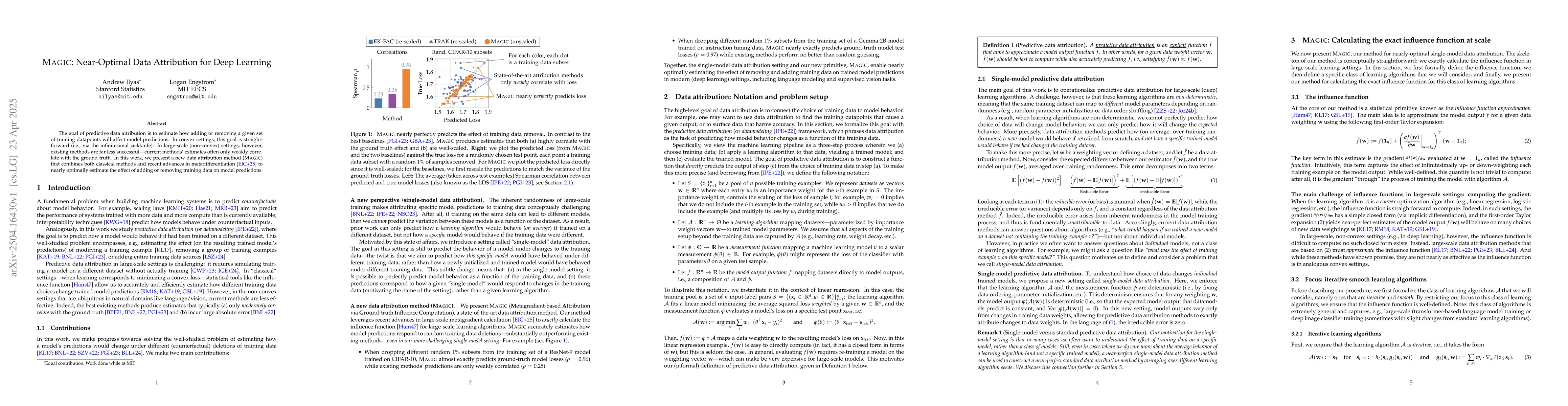 Thumbnail for MAGIC: Near-Optimal Data Attribution for Deep Learning