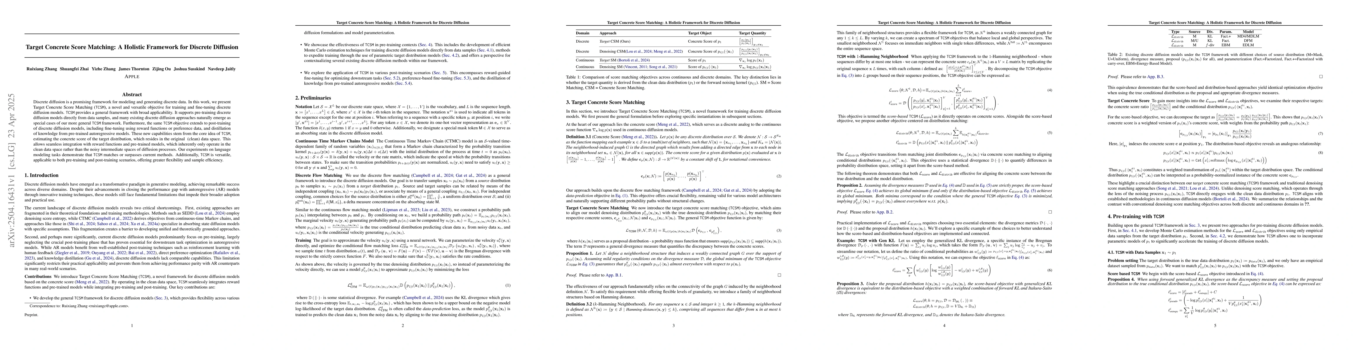 Thumbnail for Target Concrete Score Matching: A Holistic Framework for Discrete
  Diffusion
