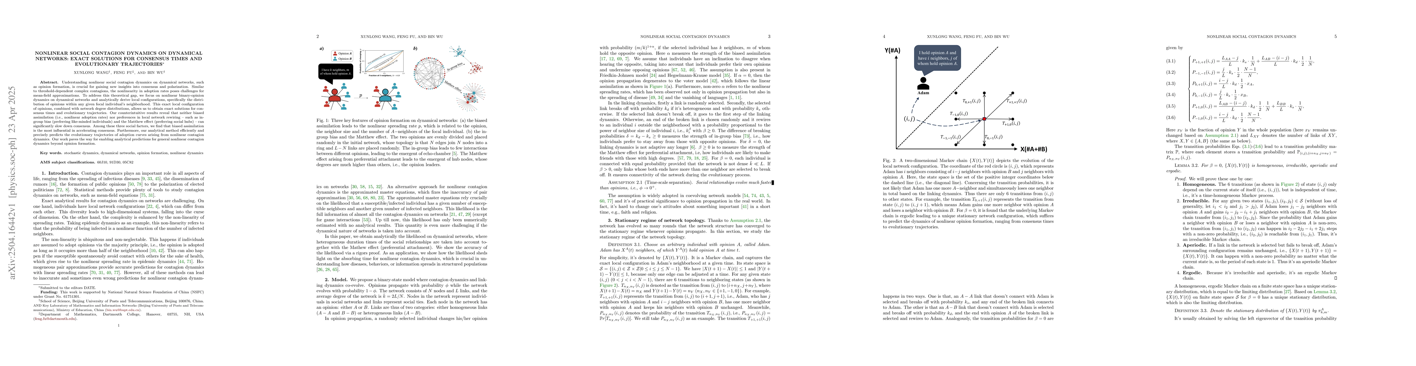 Thumbnail for Nonlinear contagion dynamics on dynamical networks: exact solutions
  ranging from consensus times to evolutionary trajectories