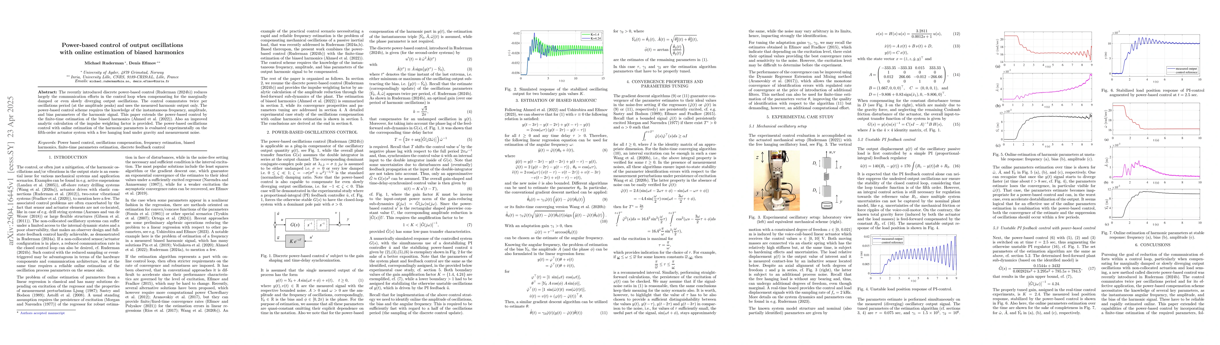 Thumbnail for Power-based control of output oscillations with online estimation of
  biased harmonics