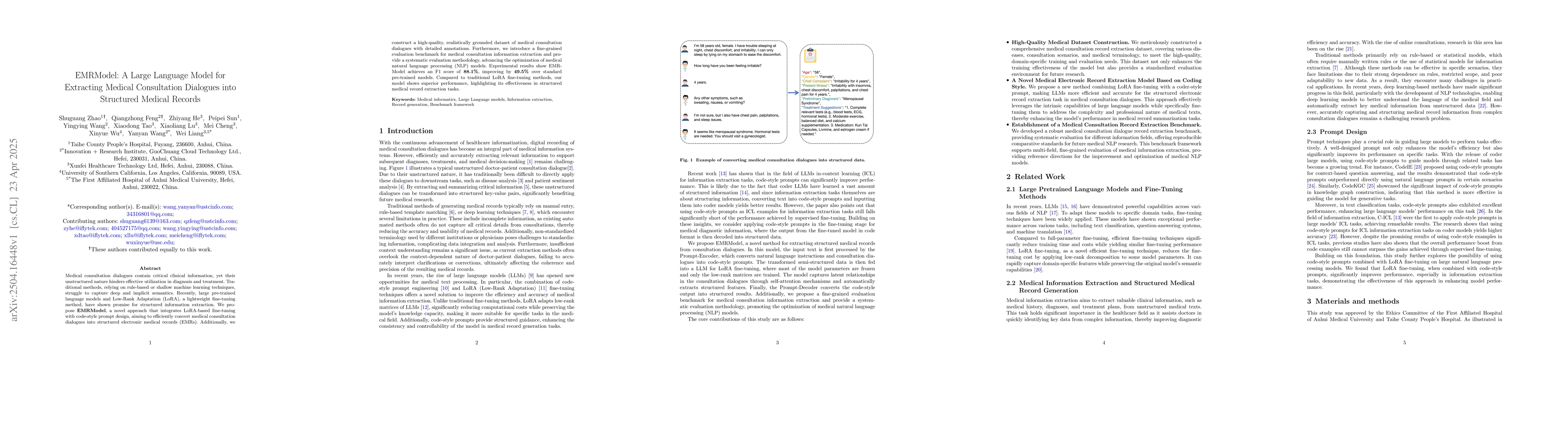 Thumbnail for EMRModel: A Large Language Model for Extracting Medical Consultation
  Dialogues into Structured Medical Records