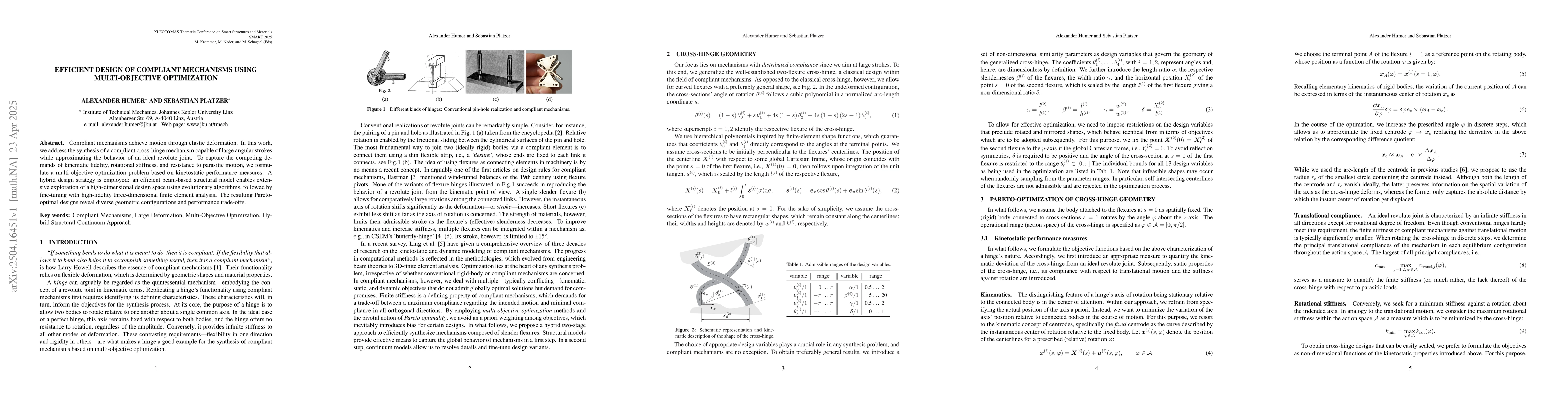 Thumbnail for Efficient Design of Compliant Mechanisms Using Multi-Objective
  Optimization