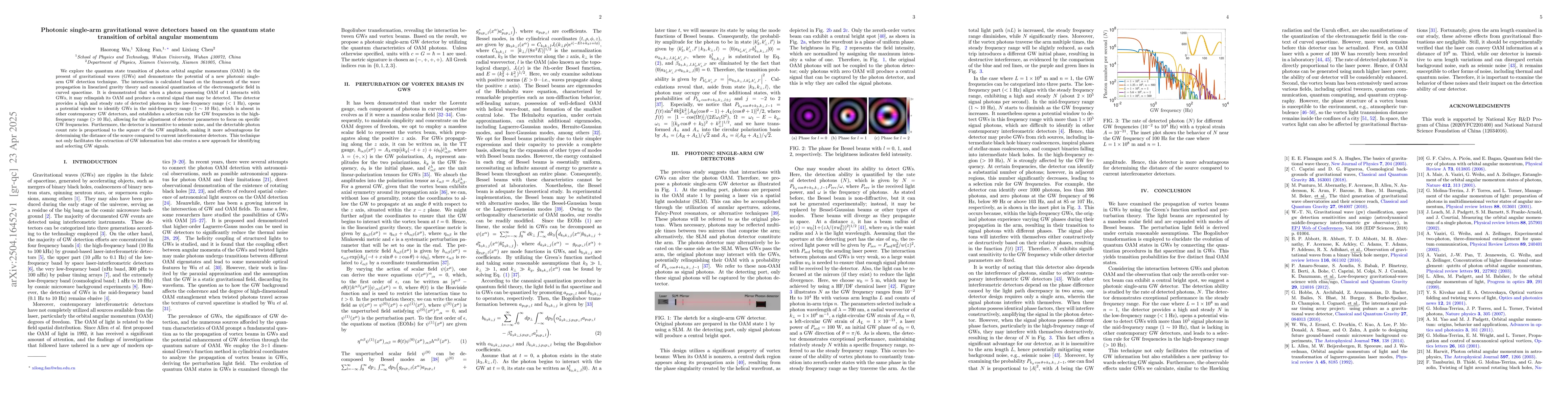 Thumbnail for Photonic single-arm gravitational wave detectors based on the quantum
  state transition of orbital angular momentum