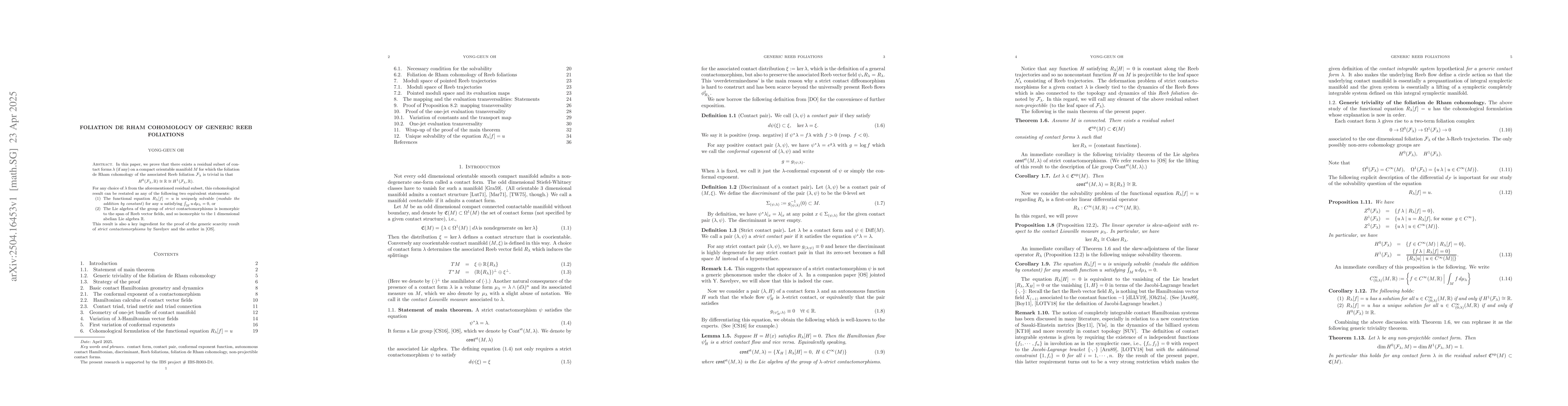 Thumbnail for Foliation de Rham cohomology of generic Reeb foliations