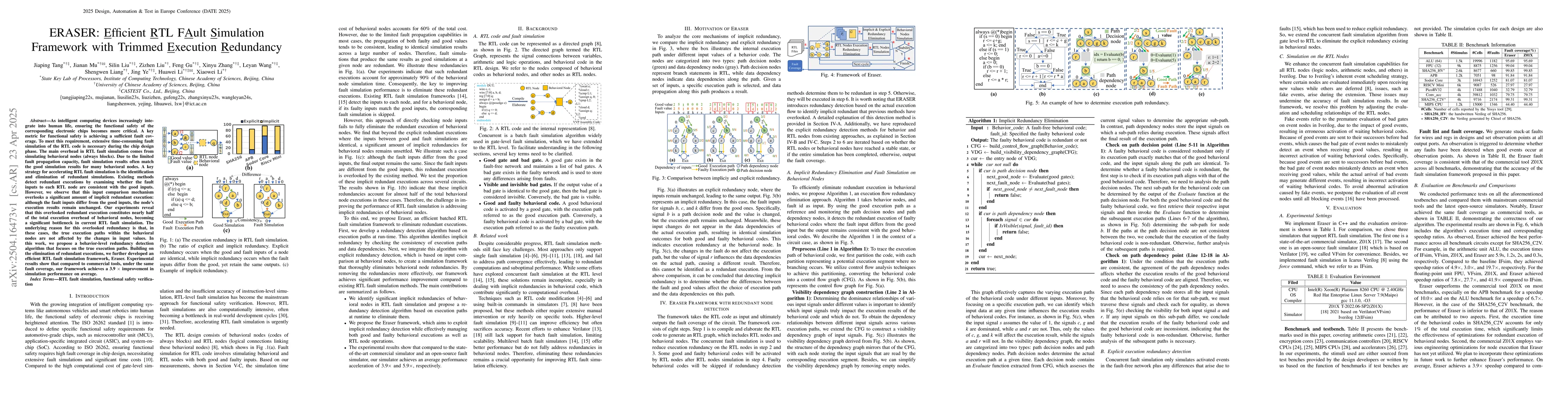 Thumbnail for ERASER: Efficient RTL FAult Simulation Framework with Trimmed Execution
  Redundancy