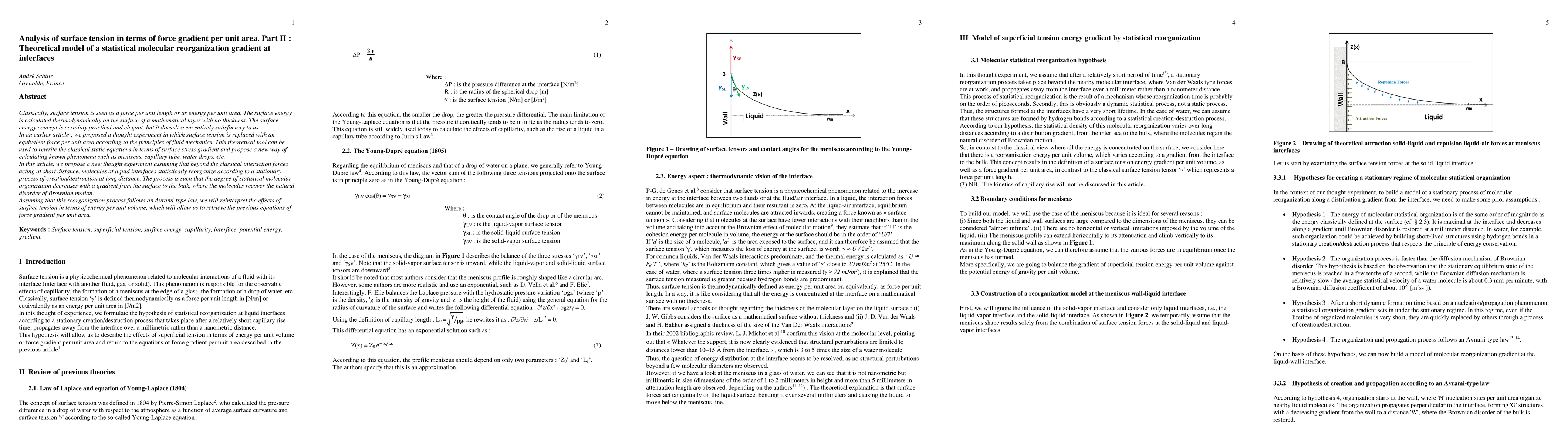 Thumbnail for Analysis of surface tension in terms of force gradient per unit area.
  Part II : Theoretical model of a statistical molecular reorganization
  gradient at interfaces