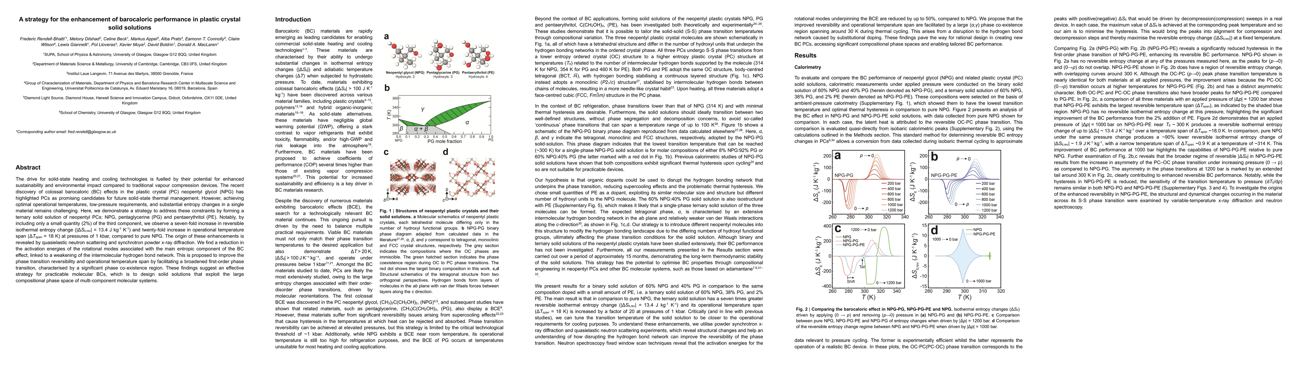 Thumbnail for A strategy for the enhancement of barocaloric performance in plastic
  crystal solid solutions