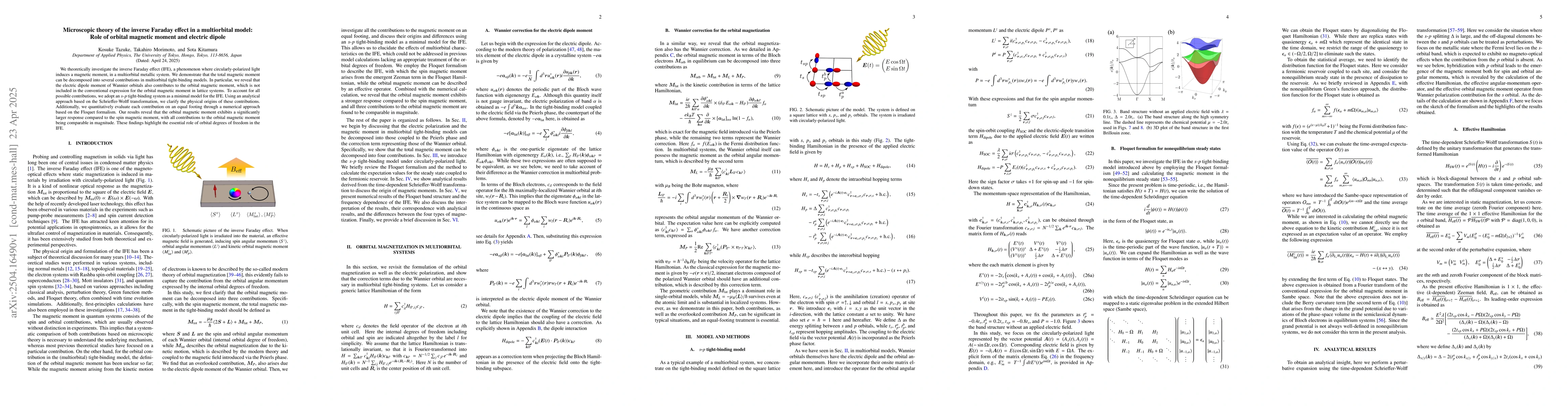 Thumbnail for Microscopic theory of the inverse Faraday effect in a multiorbital
  model: Role of orbital magnetic moment and electric dipole