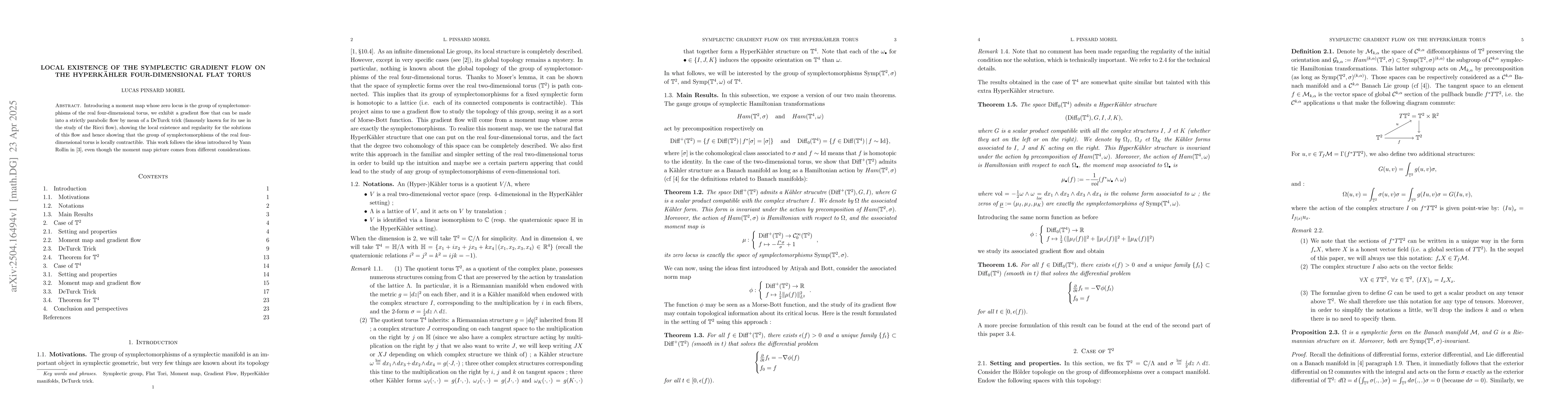 Thumbnail for Local Existence Of The Symplectic Gradient Flow On The Hyperkähler
  Four-dimensional Flat Torus
