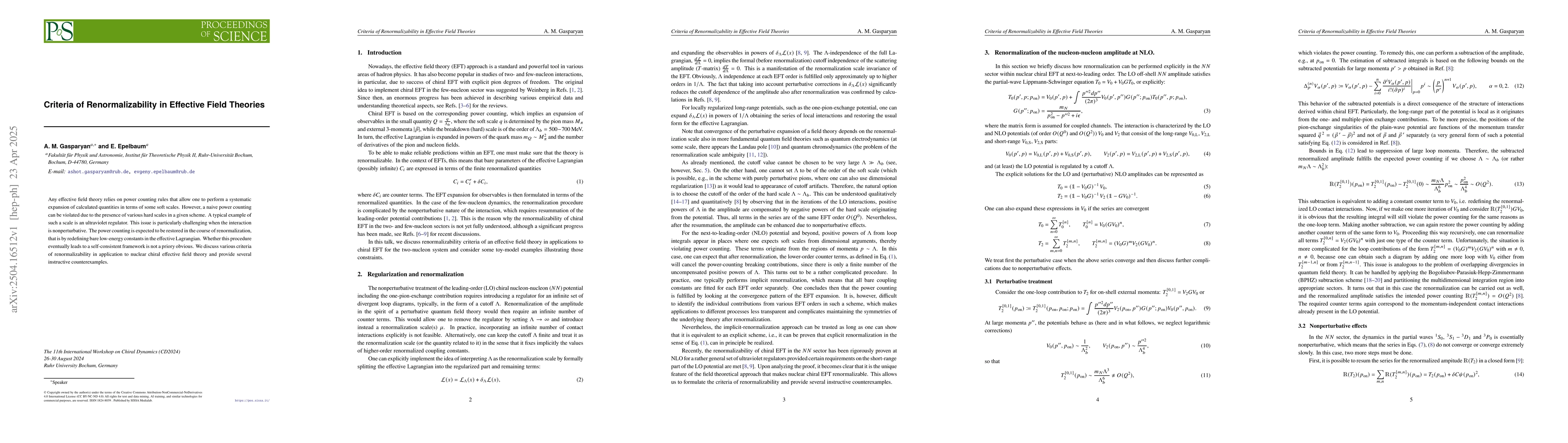 Thumbnail for Criteria of Renormalizability in Effective Field Theories