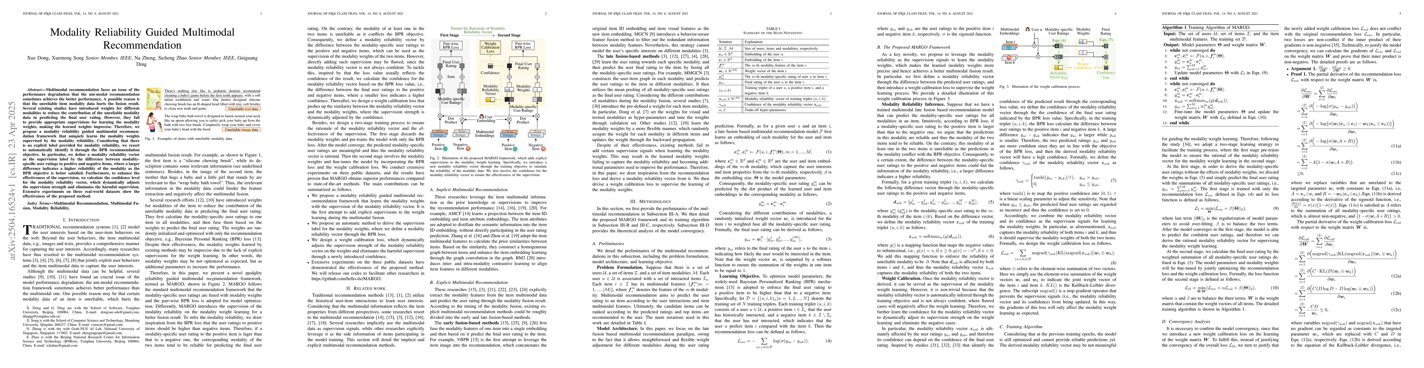 Thumbnail for Modality Reliability Guided Multimodal Recommendation
