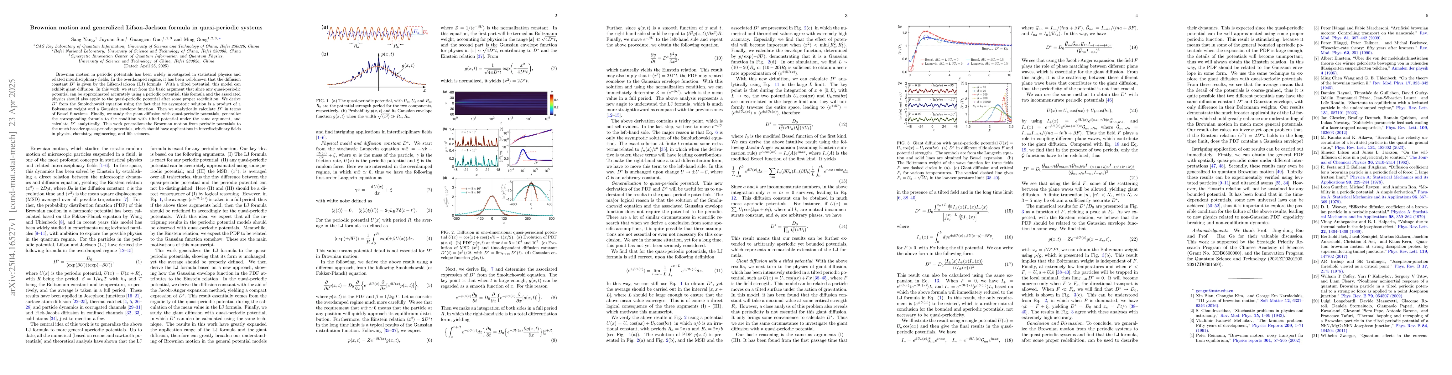 Thumbnail for Brownian motion and generalized Lifson-Jackson formula in quasi-periodic
  systems