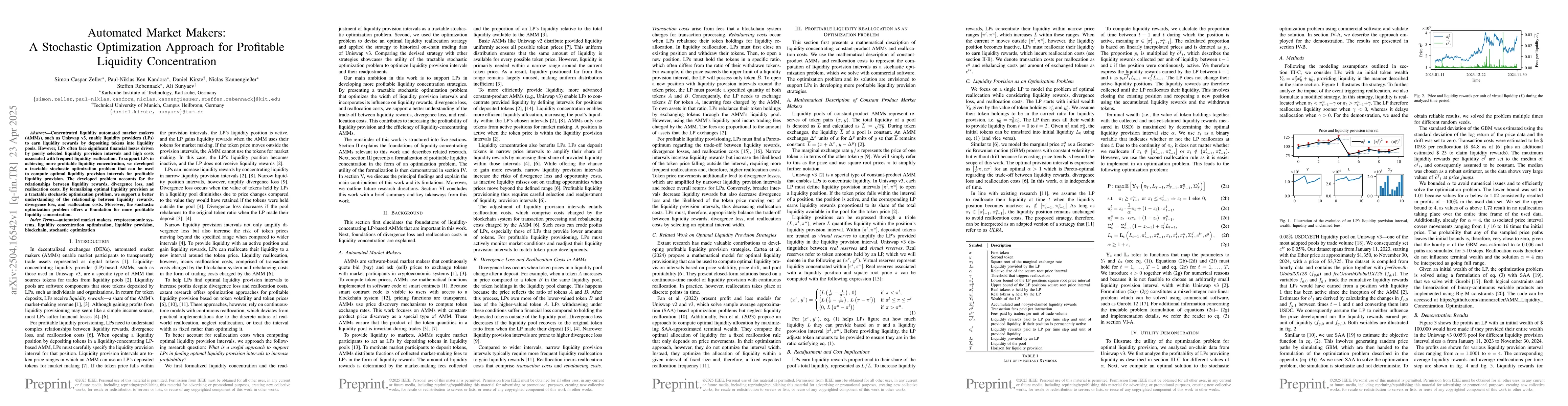 Thumbnail for Automated Market Makers: A Stochastic Optimization Approach for
  Profitable Liquidity Concentration