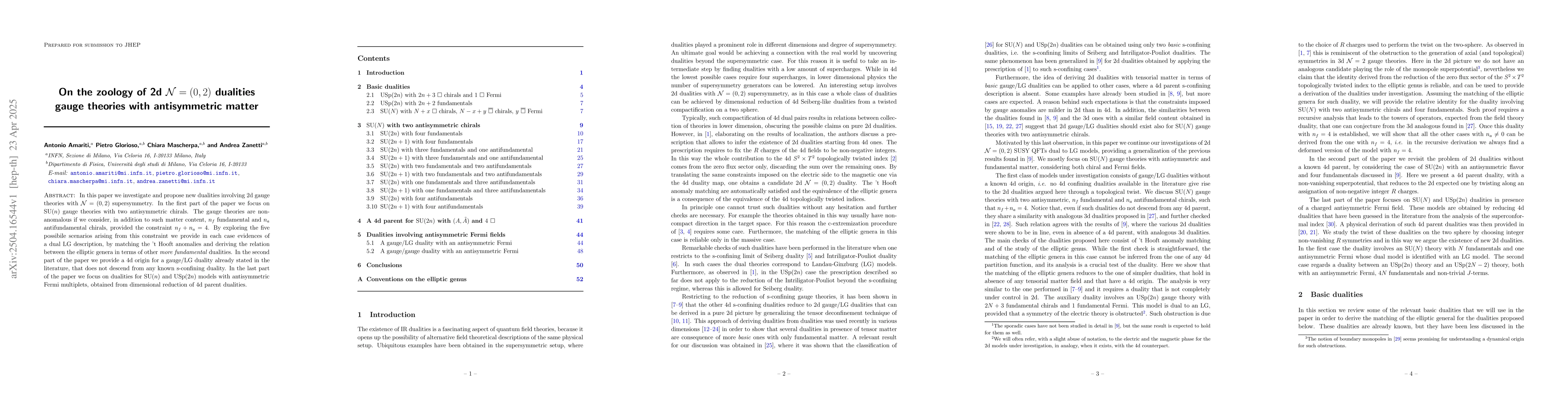 Thumbnail for On the zoology of 2d $\mathcal{N}=(0,2)$ dualities gauge theories with
  antisymmetric matter