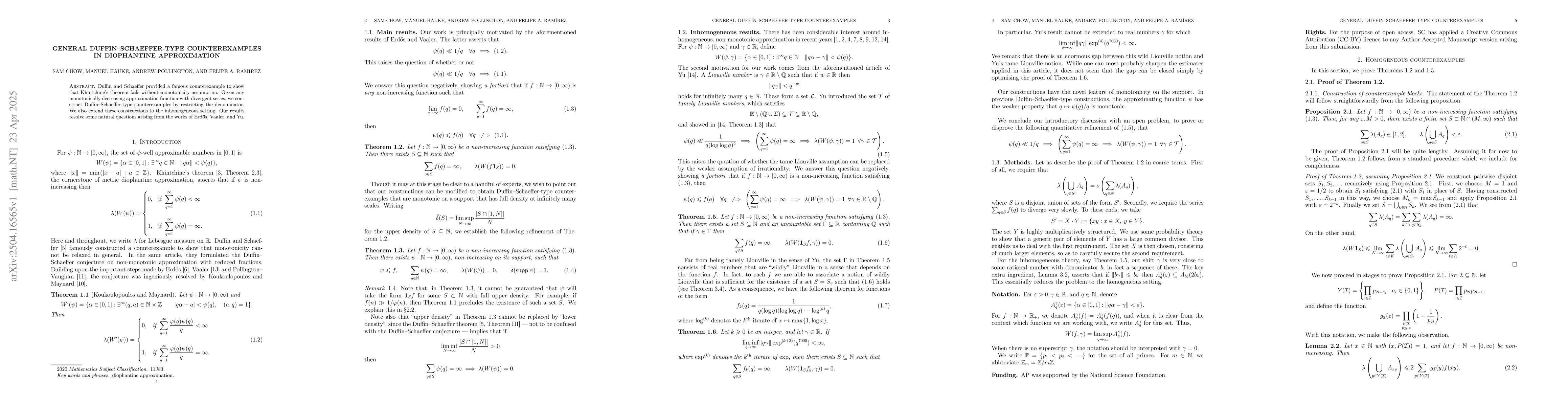 Thumbnail for General Duffin--Schaeffer-type counterexamples in diophantine
  approximation