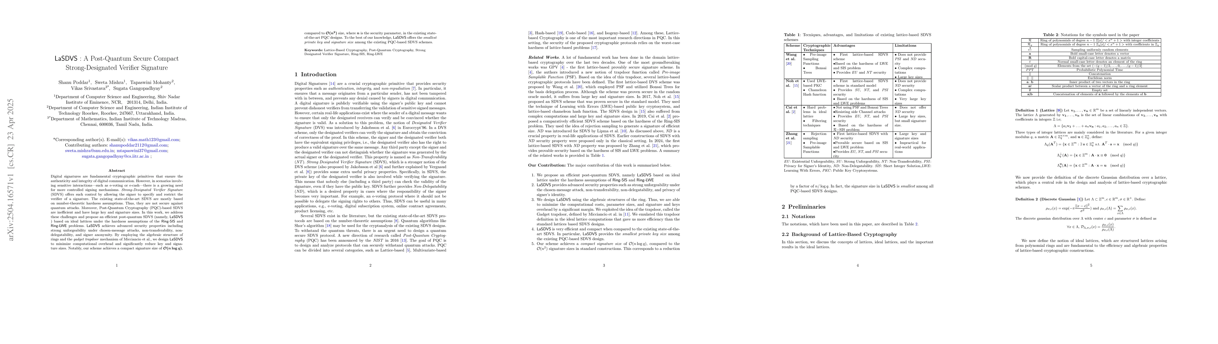 Thumbnail for LaSDVS : A Post-Quantum Secure Compact Strong-Designated Verifier
  Signature