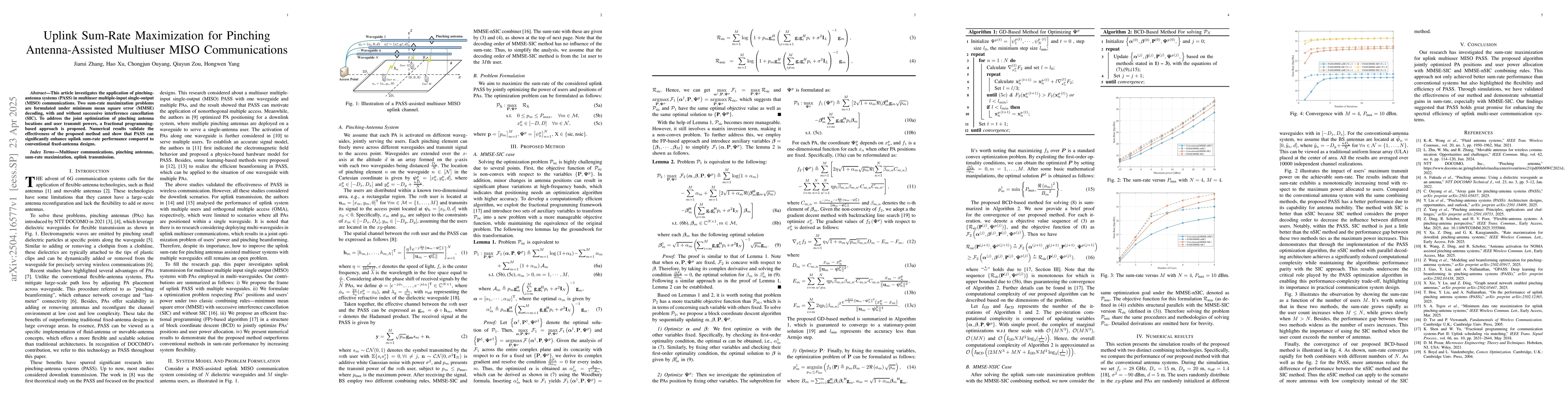 Thumbnail for Uplink Sum Rate Maximization for Pinching Antenna-Assisted Multiuser
  MISO