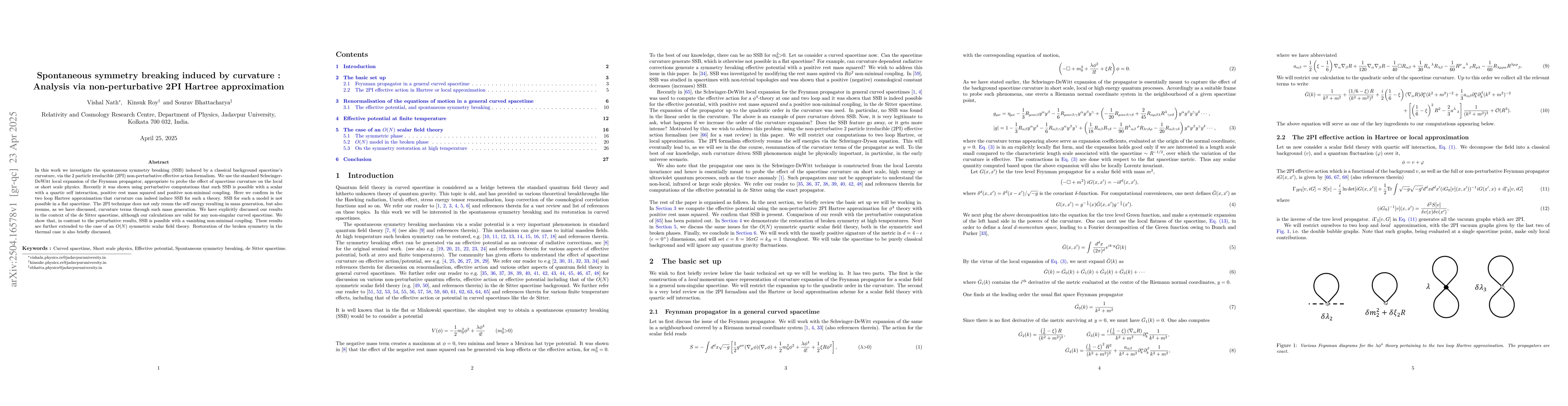 Thumbnail for Spontaneous symmetry breaking induced by curvature : Analysis via
  non-perturbative 2PI Hartree approximation