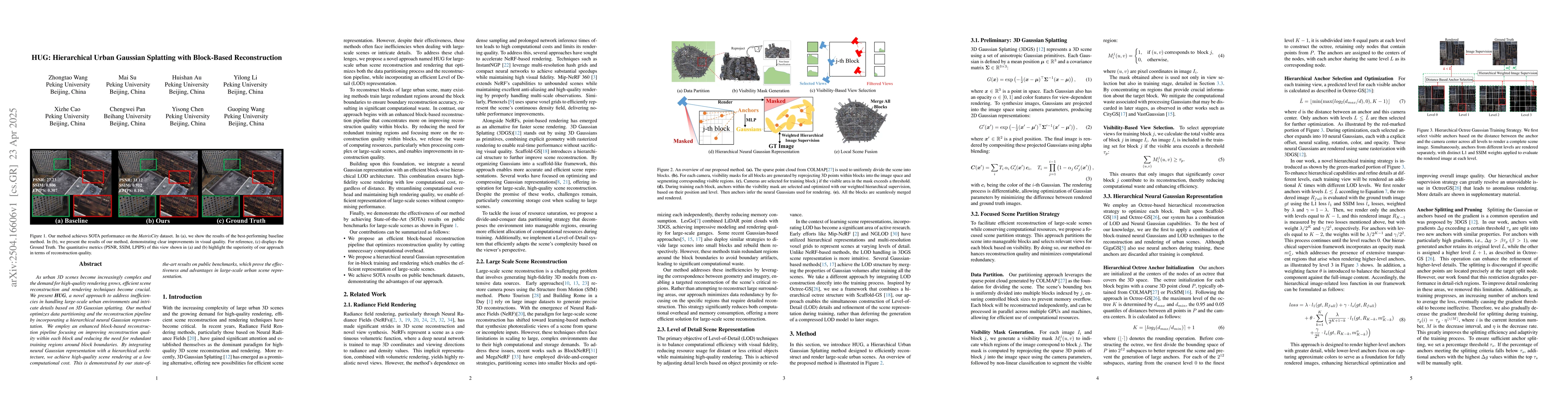 Thumbnail for HUG: Hierarchical Urban Gaussian Splatting with Block-Based
  Reconstruction