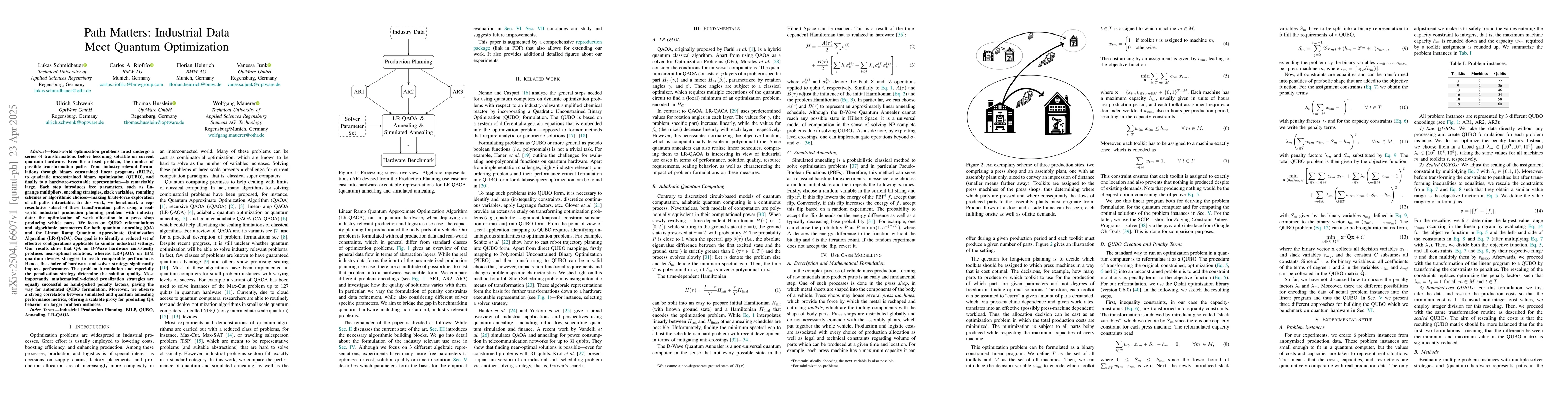 Thumbnail for Path Matters: Industrial Data Meet Quantum Optimization