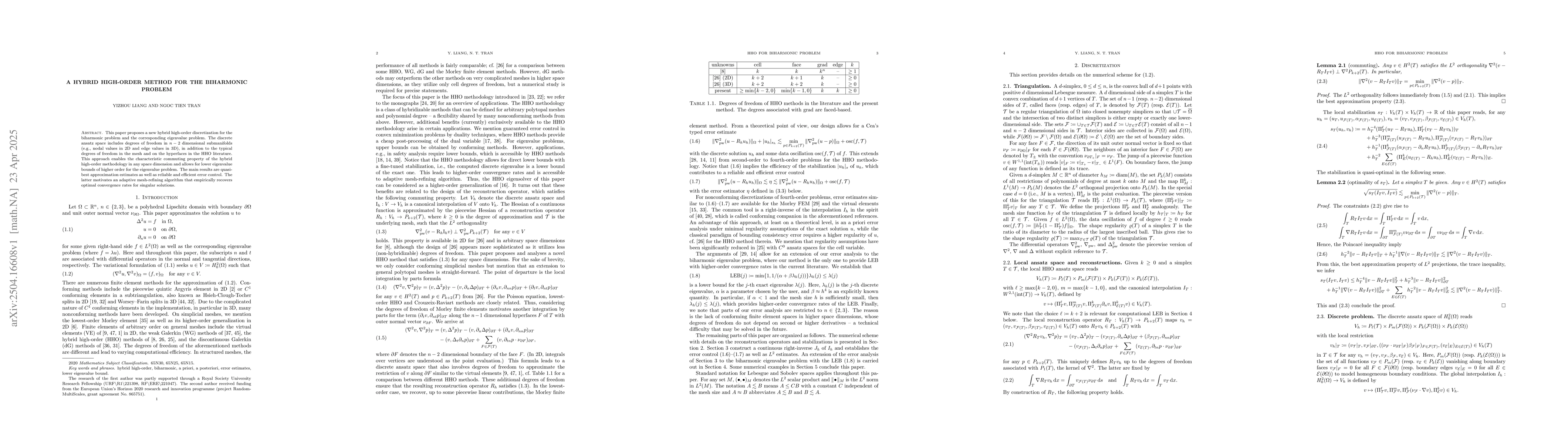 Thumbnail for A hybrid high-order method for the biharmonic problem