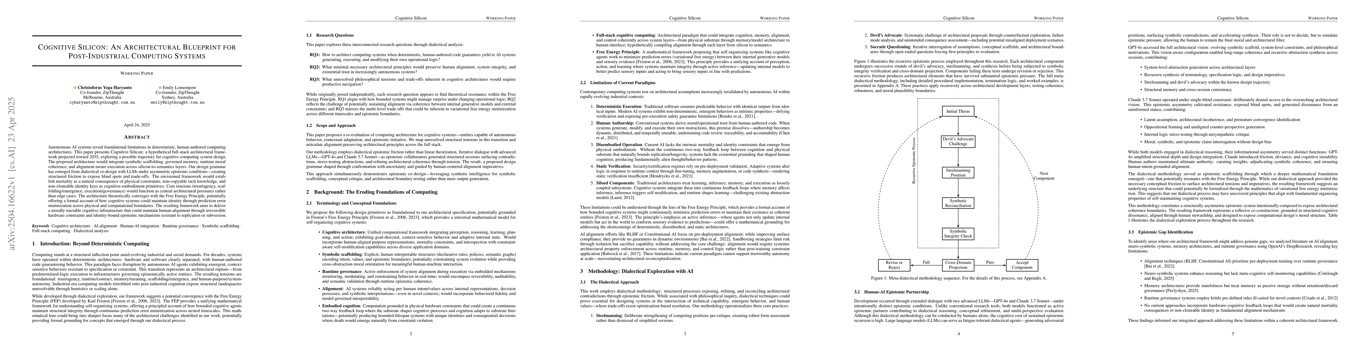 Thumbnail for Cognitive Silicon: An Architectural Blueprint for Post-Industrial
  Computing Systems