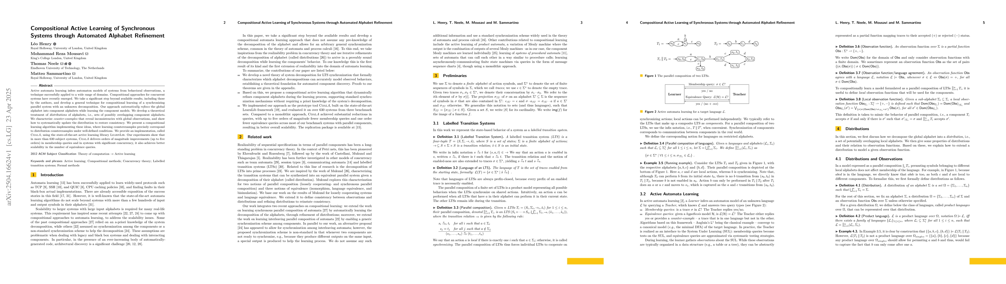 Thumbnail for Compositional Active Learning of Synchronous Systems through Automated
  Alphabet Refinement