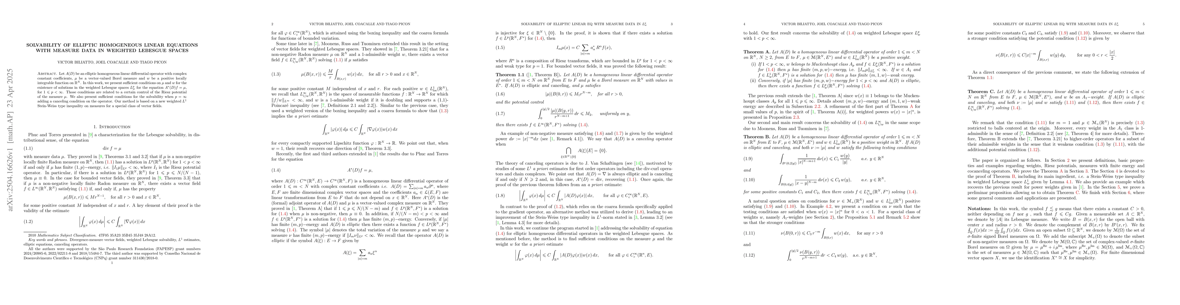 Thumbnail for Solvability of elliptic homogeneous linear equations with measure data
  in weighted Lebesgue spaces