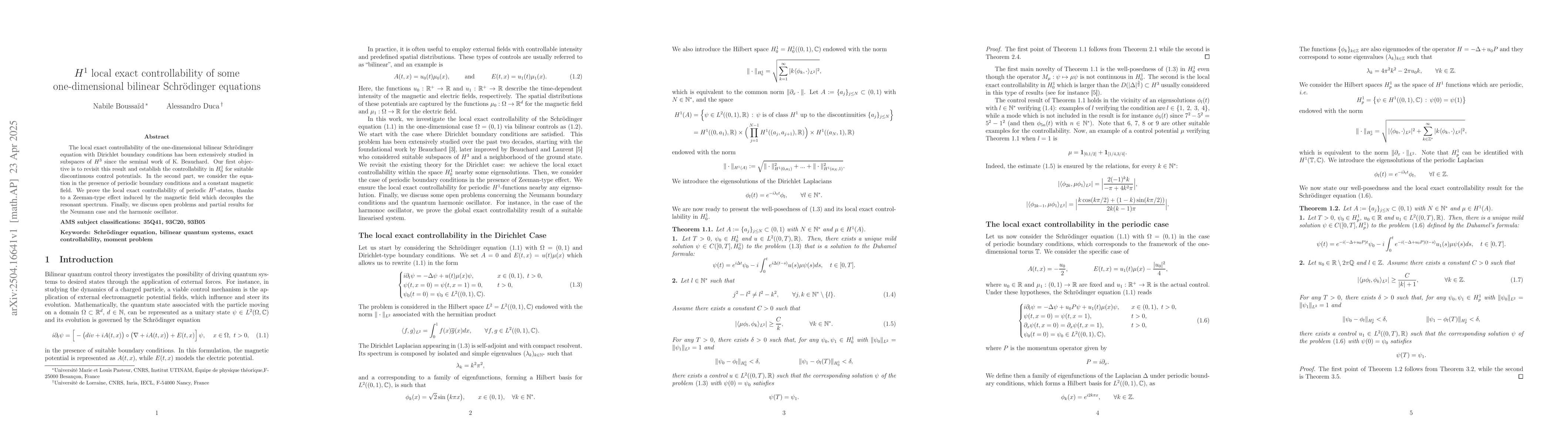 Thumbnail for $H^1$ local exact controllability of some one-dimensional bilinear
  Schr{ö}dinger equations