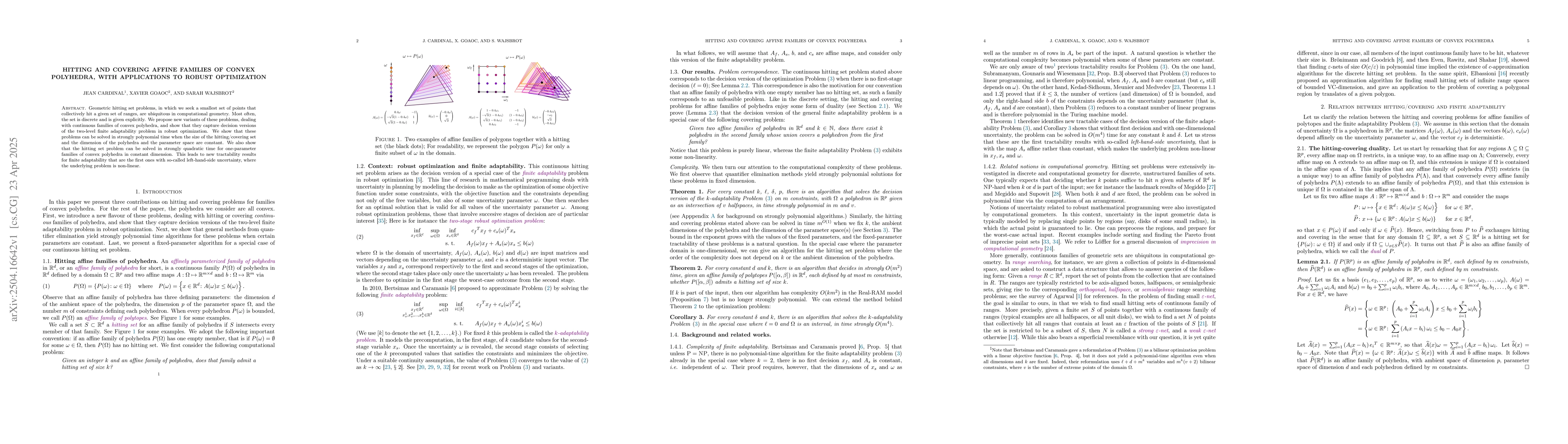 Thumbnail for Hitting and Covering Affine Families of Convex Polyhedra, with
  Applications to Robust Optimization