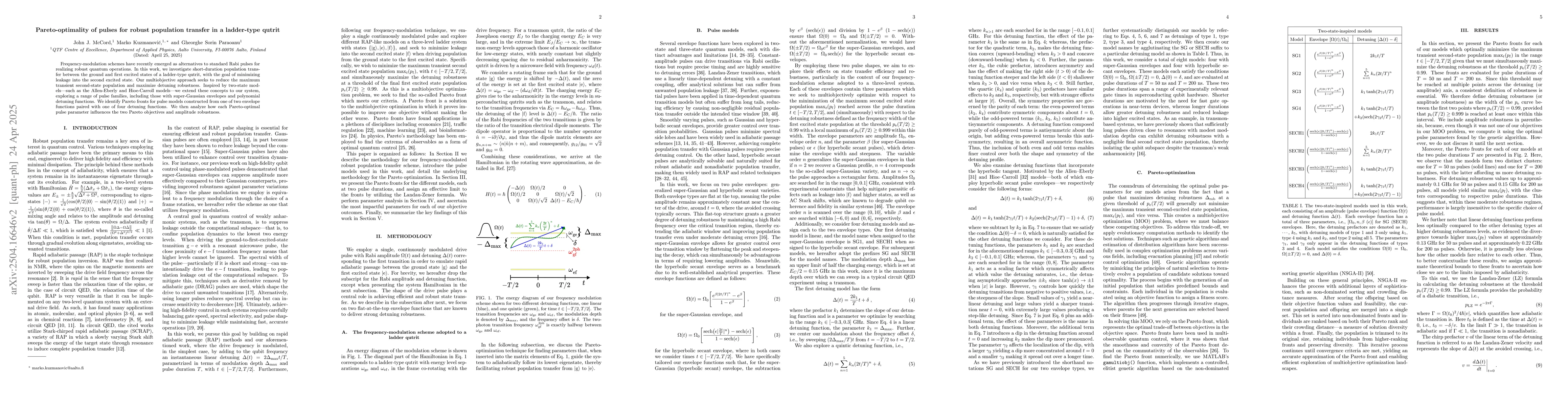 Thumbnail for Pareto-optimality of pulses for robust population transfer in a
  ladder-type qutrit