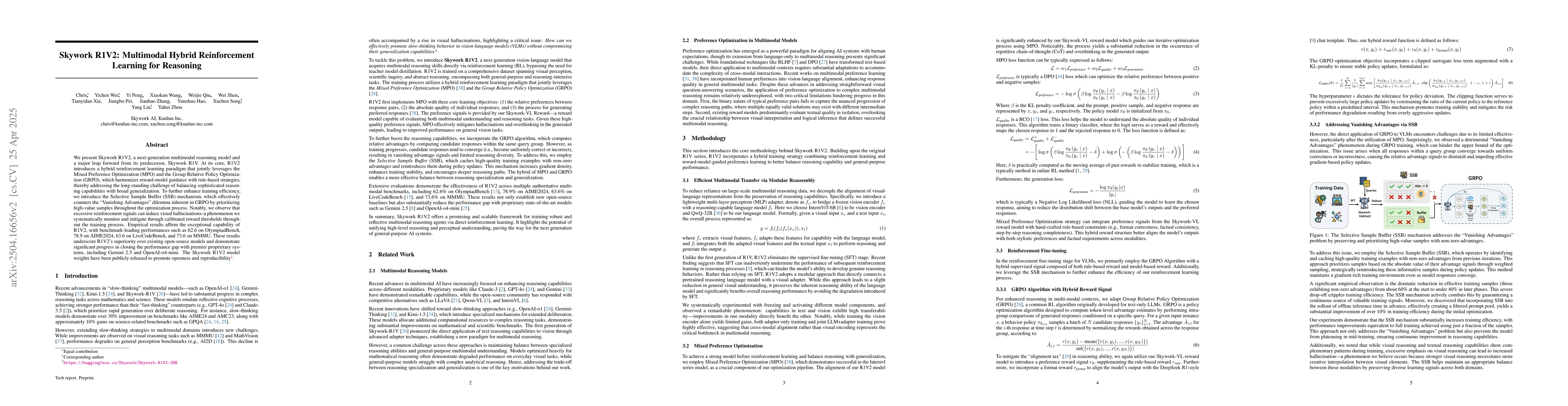 Thumbnail for Skywork R1V2: Multimodal Hybrid Reinforcement Learning for Reasoning