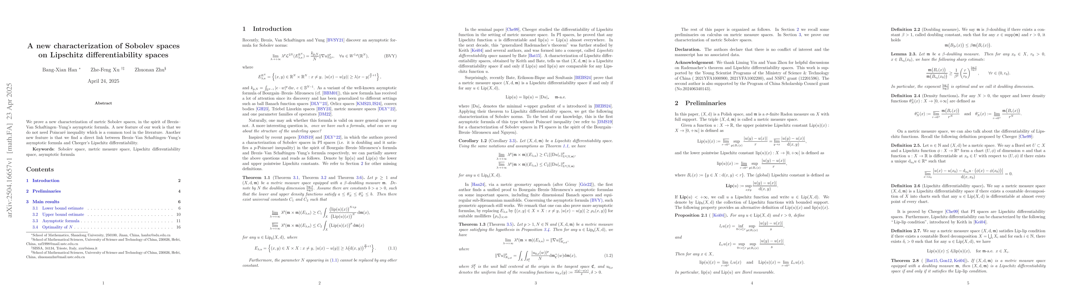 Thumbnail for A new characterization of Sobolev spaces on Lipschitz differentiability
  spaces