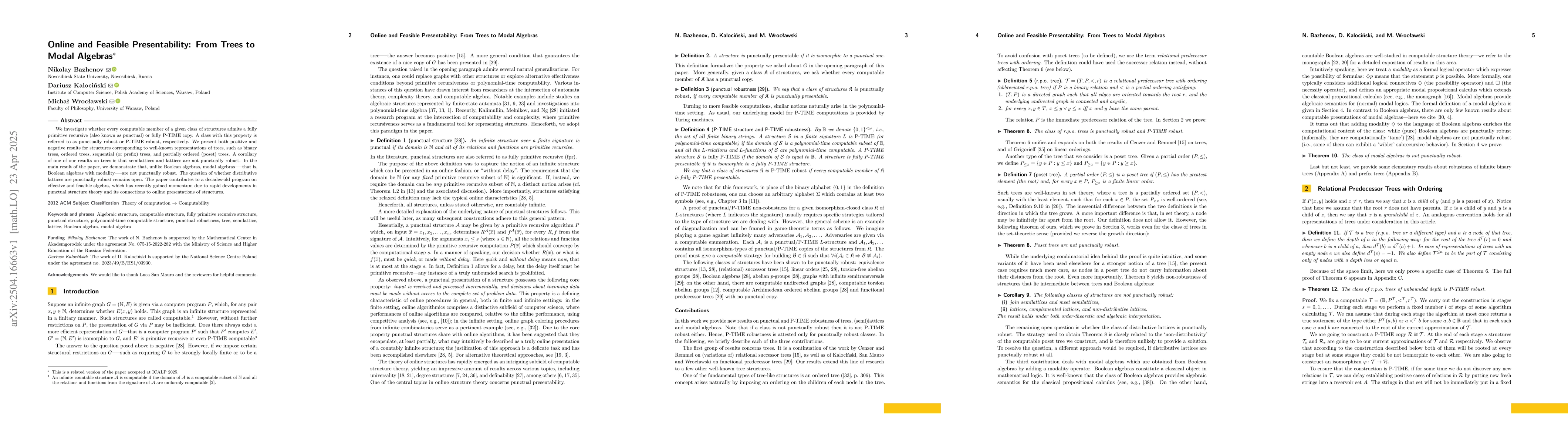 Thumbnail for Online and feasible presentability: from trees to modal algebras