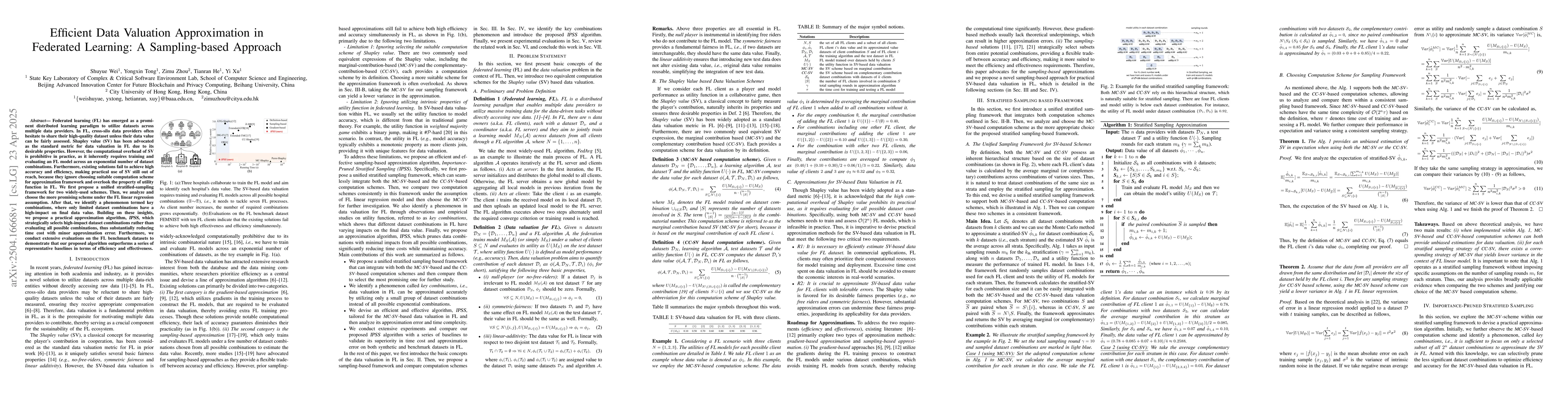 Thumbnail for Efficient Data Valuation Approximation in Federated Learning: A
  Sampling-based Approach