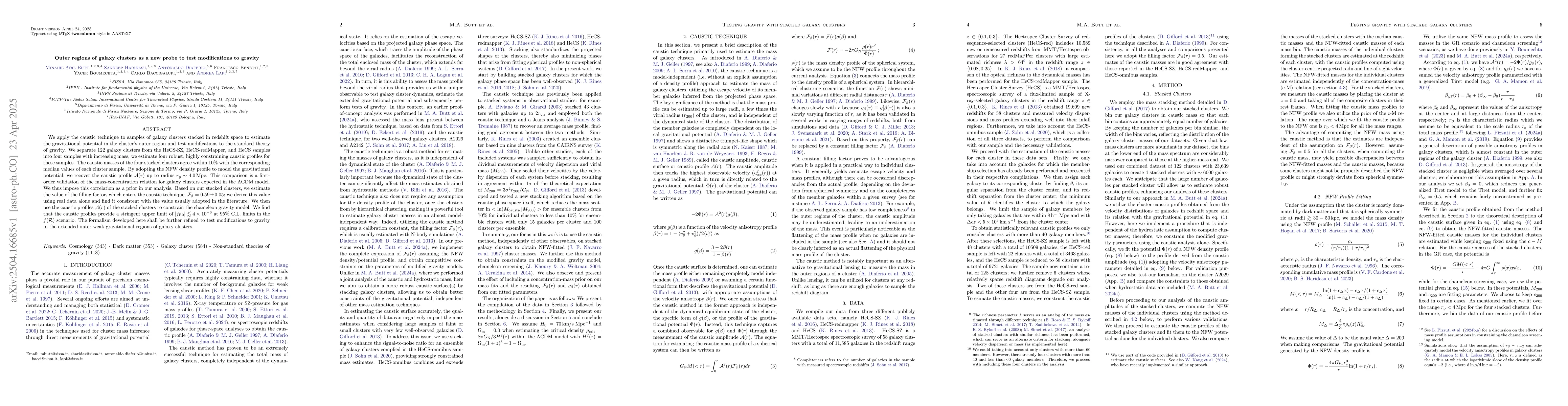 Thumbnail for Outer regions of galaxy clusters as a new probe to test modifications to
  gravity