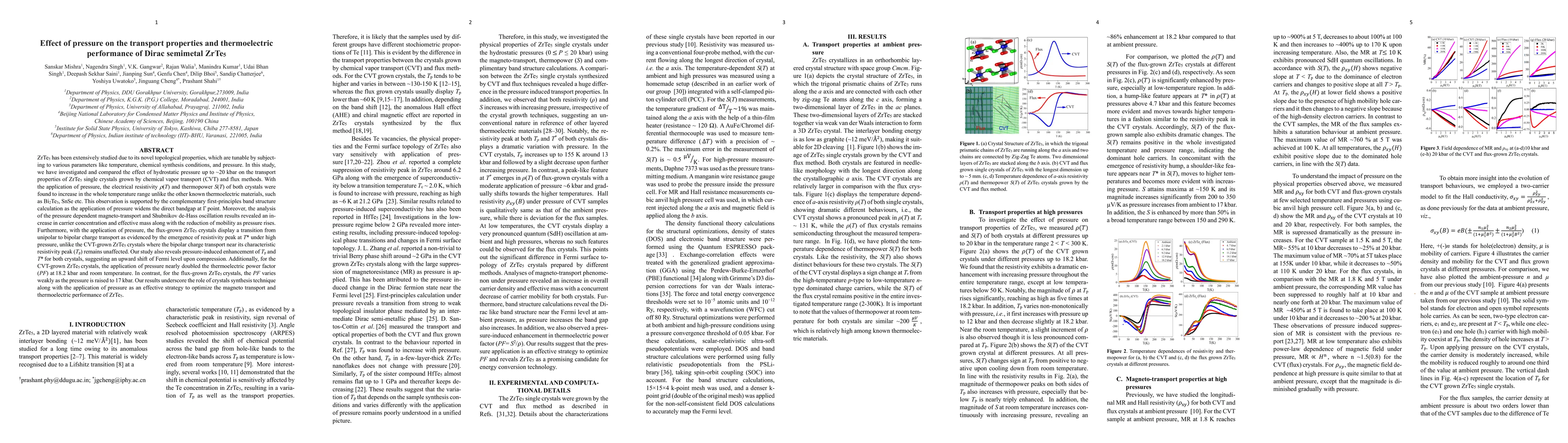 Thumbnail for Effect of pressure on the transport properties and thermoelectric
  performance of Dirac semimetal ZrTe5