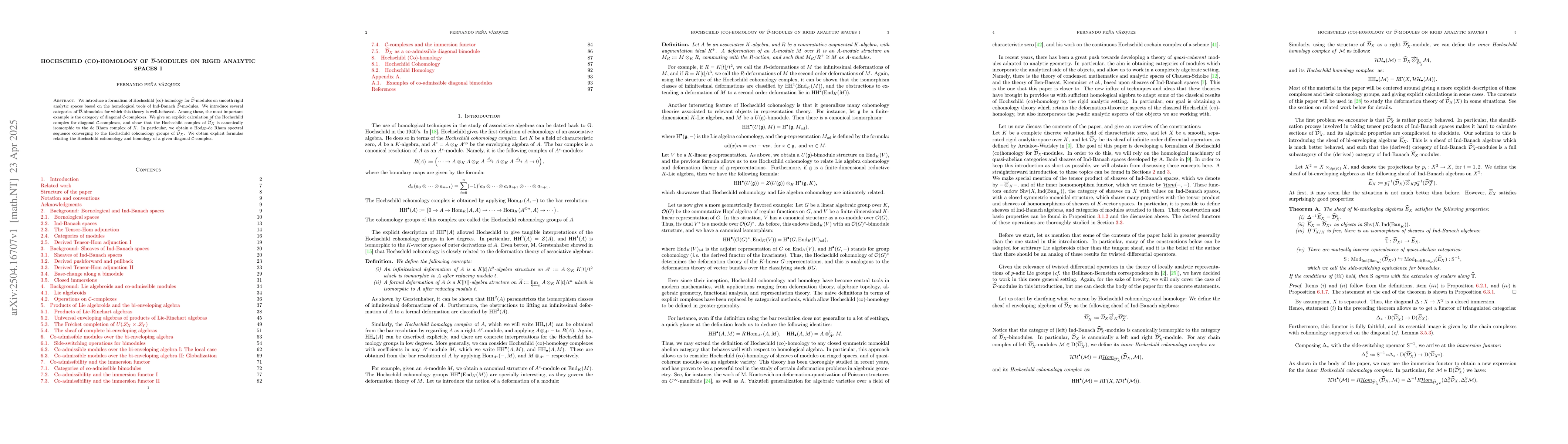 Thumbnail for Hochschild (Co)homology of D-modules on rigid analytic spaces I