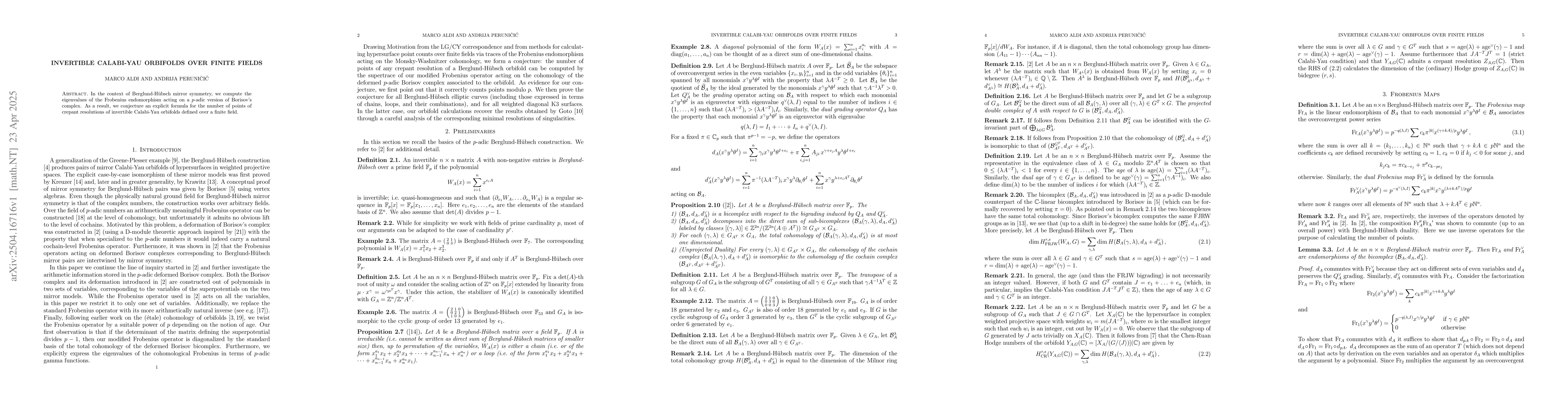 Thumbnail for Invertible Orbifolds over Finite Fields